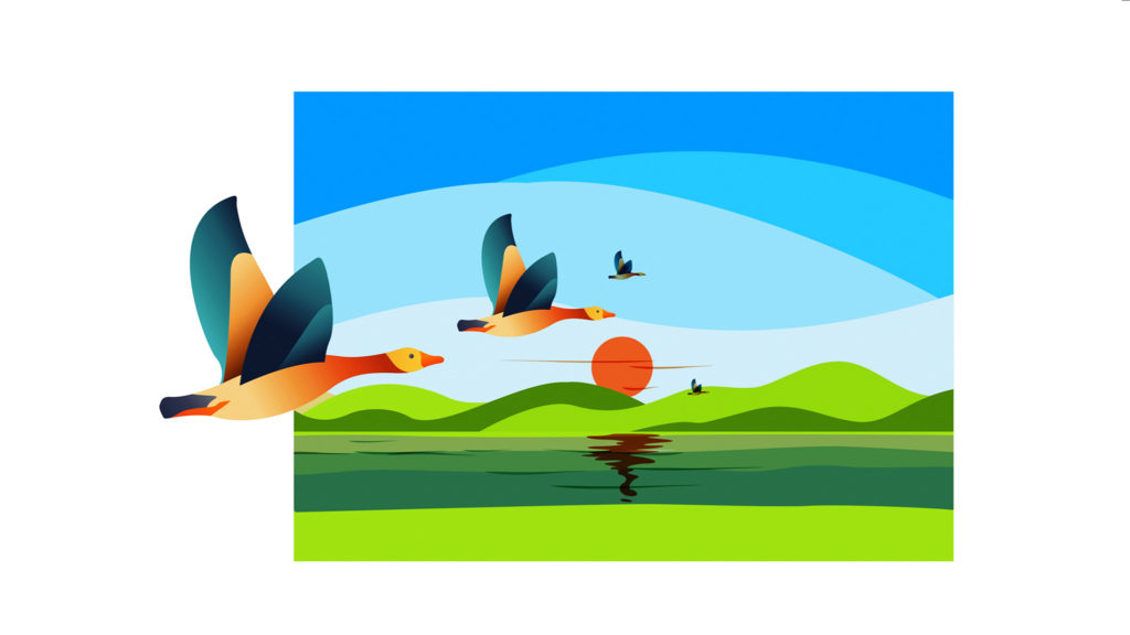 Geese at sunset illustration by sprrowbh.net